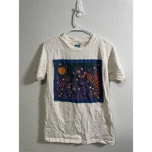 Vintage‎ 90s Zebra Field Of Dreams Colorful Art Night Moon Horse Size M Tshirt